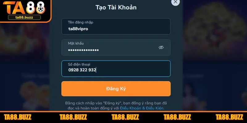 Tạo tài khoản cần đảm bảo đúng yêu cầu